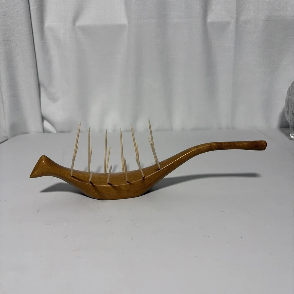 MCM Carved Wood Hors D'oeuvres Server Haiti Vintage 1950s Sculpture